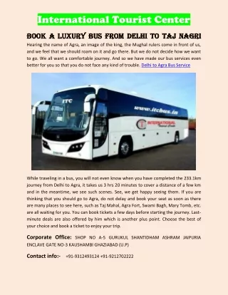 Book a Luxury bus from Delhi to Taj Nagri