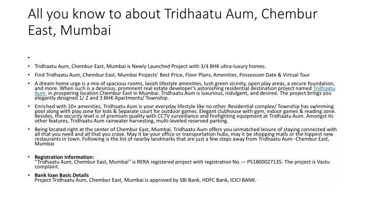 all you know to about tridhaatu aum chembur east mumbai