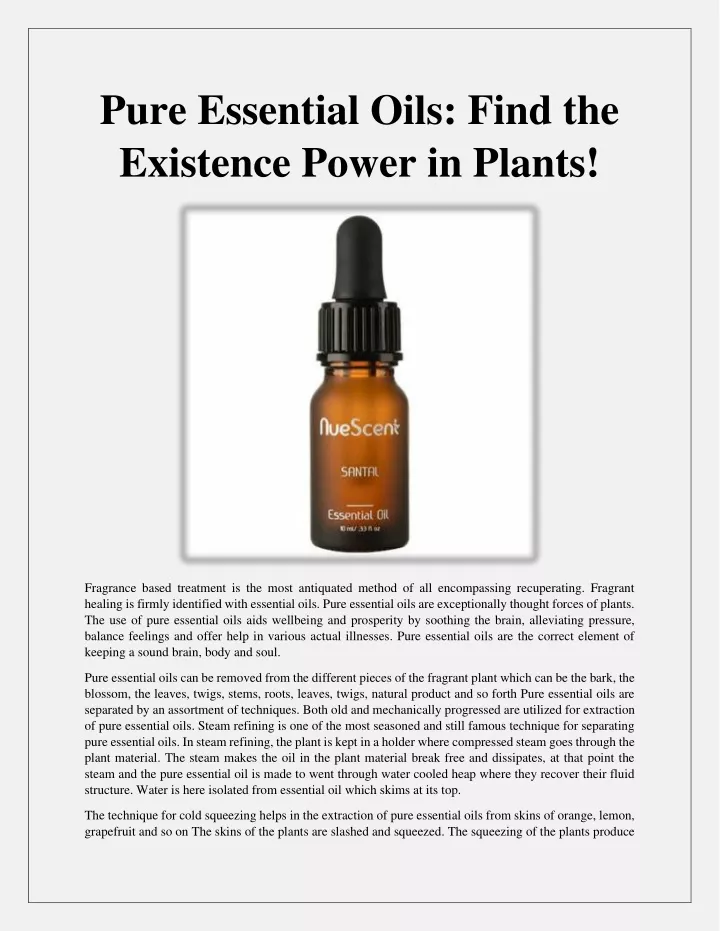 pure essential oils find the existence power