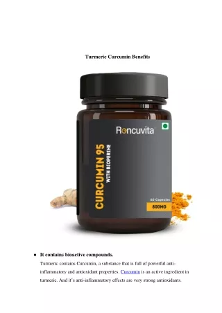 Turmeric Curcumin Benefits