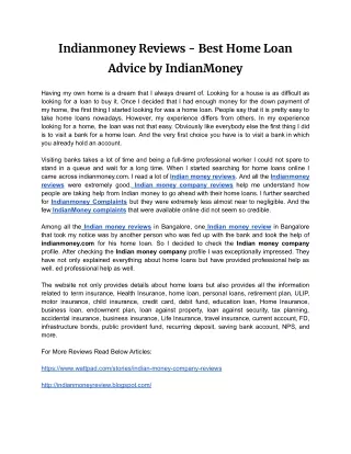 Indianmoney Reviews - Best Home Loan Advice by IndianMoney