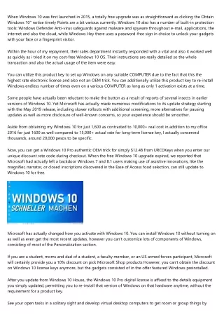 Get Windows 10 Professional Retail Product Key With Life-Time Legitimacy Online
