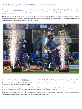 not putting enough effort says rohit sharma after