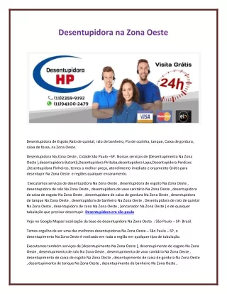 desentupidora na zona oeste