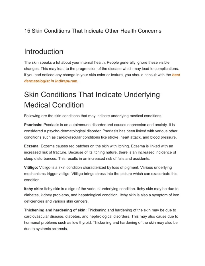 15 skin conditions that indicate other health
