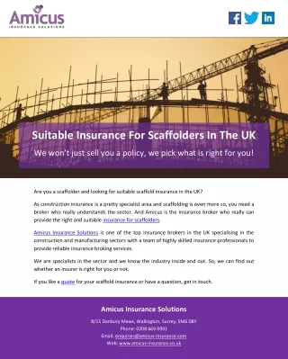 Suitable Insurance For Scaffolders In The UK