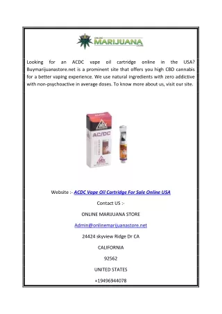 ACDC Vape Oil Cartridge For Sale Online USA | Buymarijuanastore.net