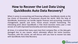 how to recover the lost data using quickbooks auto data recovery