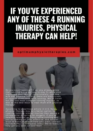 If You’ve Experienced Any of These 4 Running Injuries, Physical Therapy Can Help!