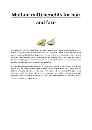 multani mitti for hair and face