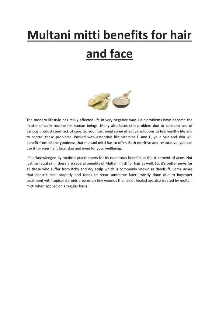 multani mitti benefits for hair and face