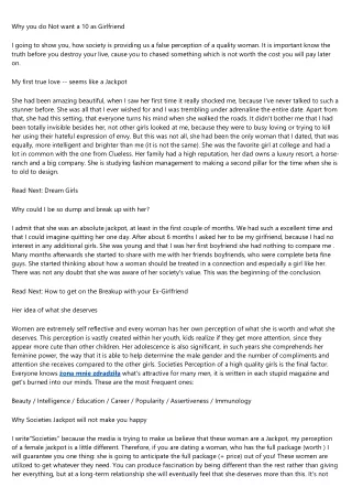 why you do not want a 10 as girlfriend