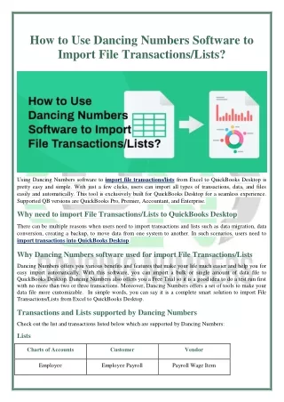 how to use dancing numbers software to import