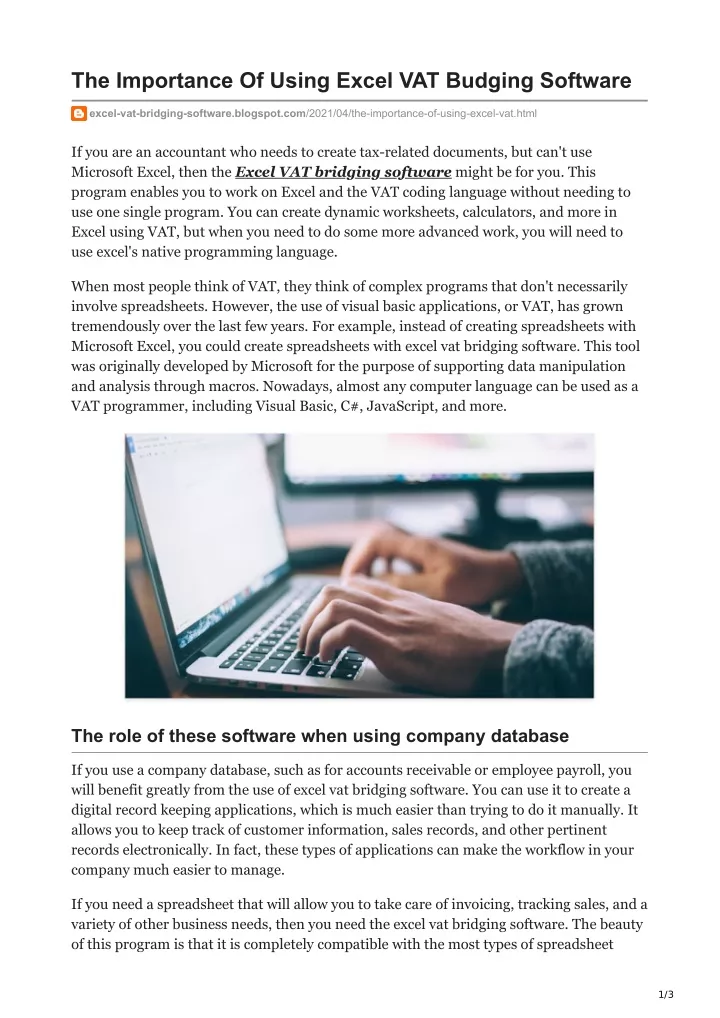 the importance of using excel vat budging software