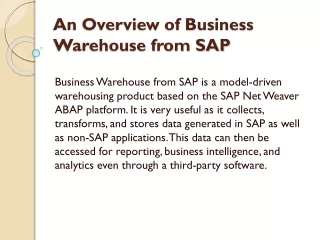 an overview of business warehouse from sap