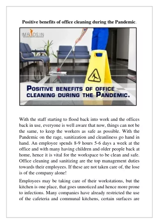 positive benefits of office cleaning during