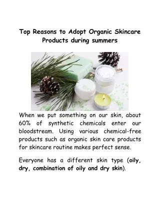Top Reasons To Adopt Organic Skincare Products During Summers