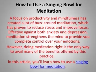 how to use a singing bowl for meditation