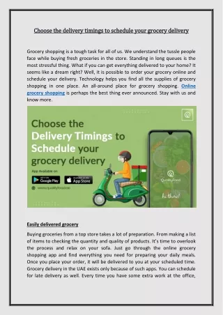 Choose the delivery timings to schedule your grocery delivery