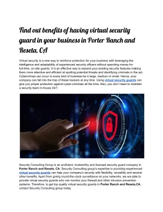 n ou benefit of havin virtua securit guar i your