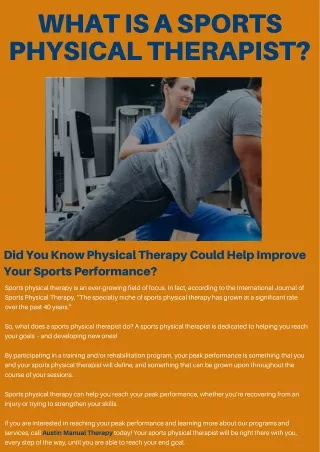 What Is A Sports Physical Therapist