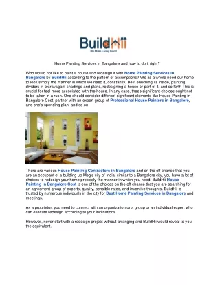 Home Painting Services in Bangalore and how to do it right?