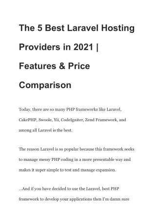 List of the best Laravel Hosting providers in 2021