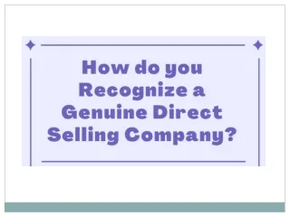 How do you Recognize a Genuine Direct Selling Company?