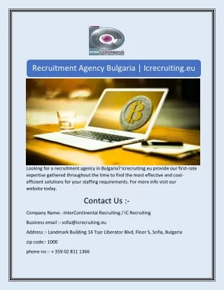 Recruitment Agency Bulgaria | Icrecruiting.eu