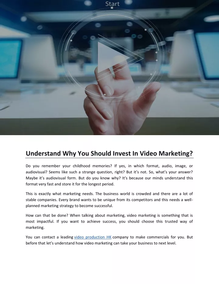 understand why you should invest in video