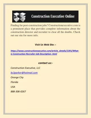 Construction Recruiter | Constructionexecutive.com