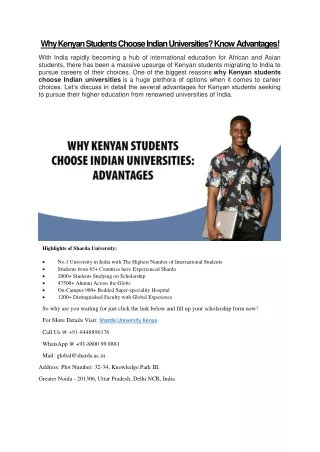 Why Kenyan Students Choose Indian Universities Know Advantages!