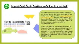 Import QuickBooks Desktop to Online- In a nutshell