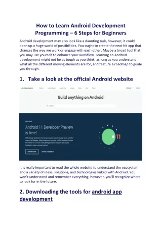 how to learn android development programming