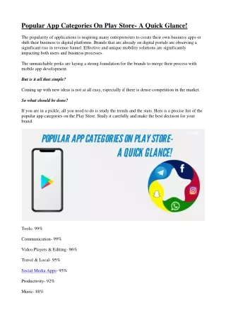 popular app categories on play store a quick