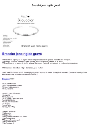 Bracelet jonc rigide gravé