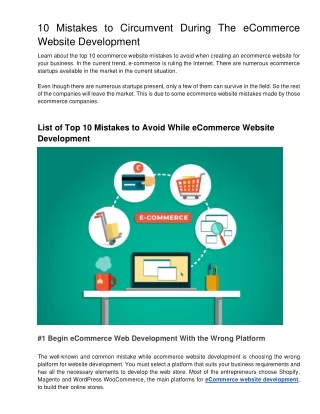 10 mistakes to circumvent during the ecommerce