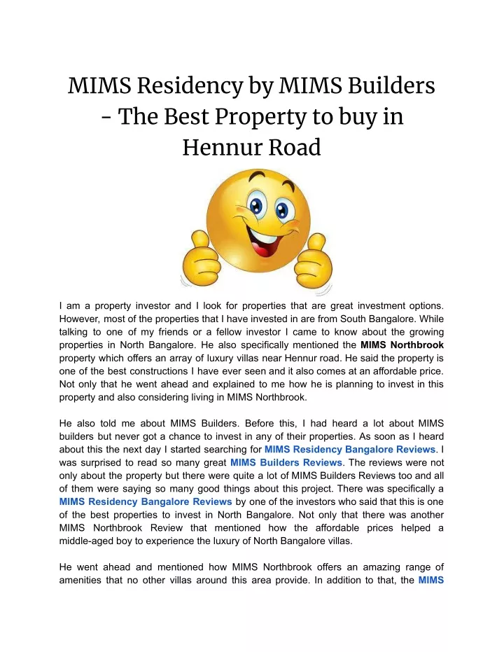 mims residency by mims builders the best property