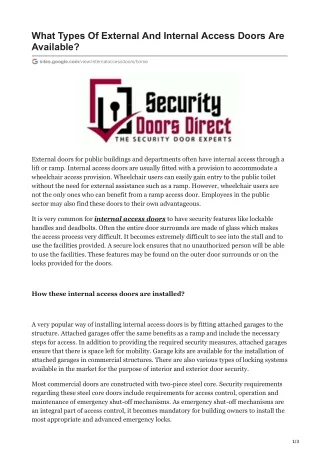 What Types Of External And Internal Access Doors Are Available