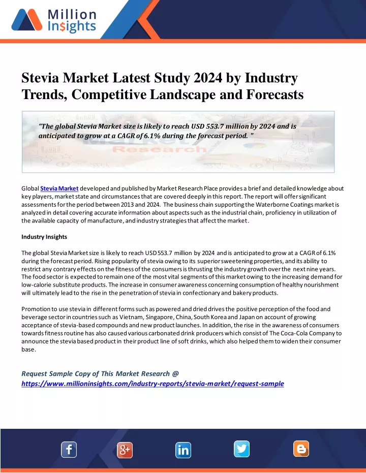 PPT Stevia Market Reliability, User Demands, and Growth Rate to 2024