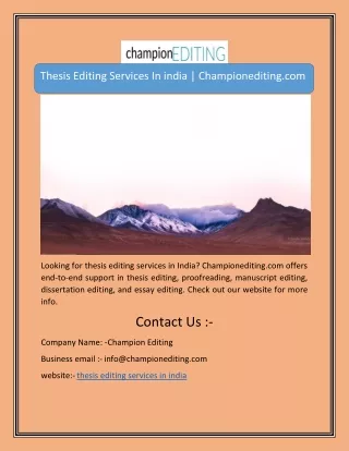Thesis Editing Services In india | Championediting.com