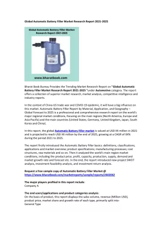 global automatic battery filler market research