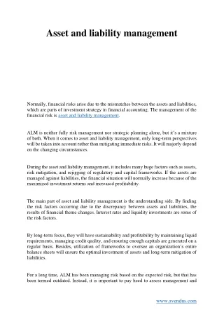 asset and liability management