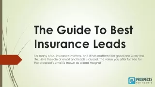 The Guide To Best Insurance Leads