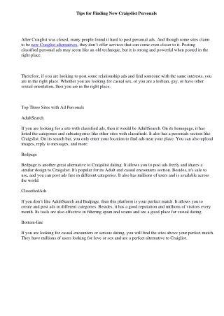 tips for finding new craigslist personals