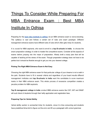 How To Find best MBA Institute In Odhisa