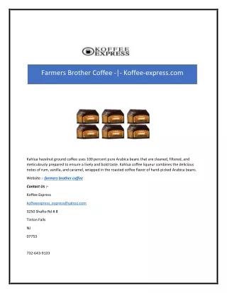 Farmers Brother Coffee -|- Koffee-express.com