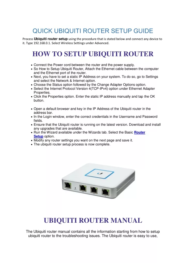 quick ubiquiti router setup guide
