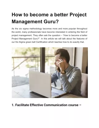 How to become a better Project Management Guru?