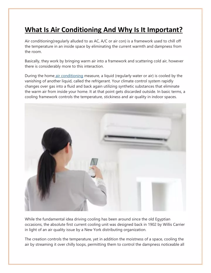 what is air conditioning and why is it important